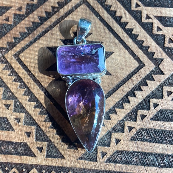Ametrine & Amethyst 925 sterling silver pendant - Picture 7 of 9
